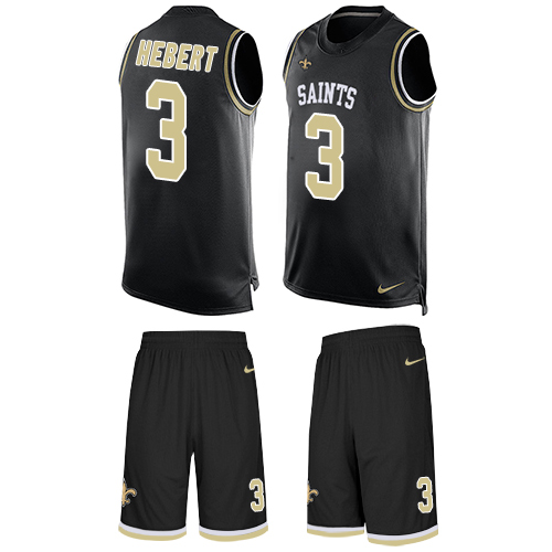 Men's Limited Bobby Hebert Nike Jersey Black - #3 Tank Top Suit NFL New Orleans Saints